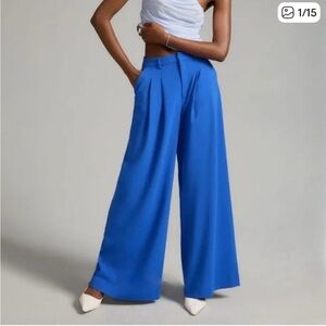 Anthropologie Maeve Avery Electric Blue High-Rise Wide-Leg Pants
